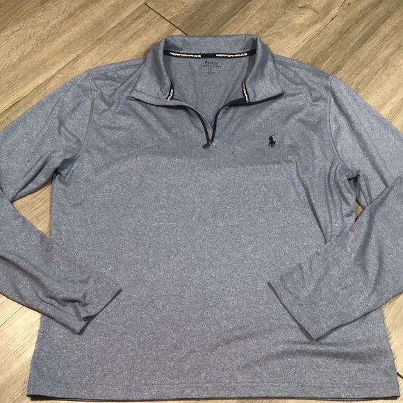 Polo Ralph Lauren Performance Heather Blue Quarter Zip Pull Over Knit Shirt - Picture 3 of 9